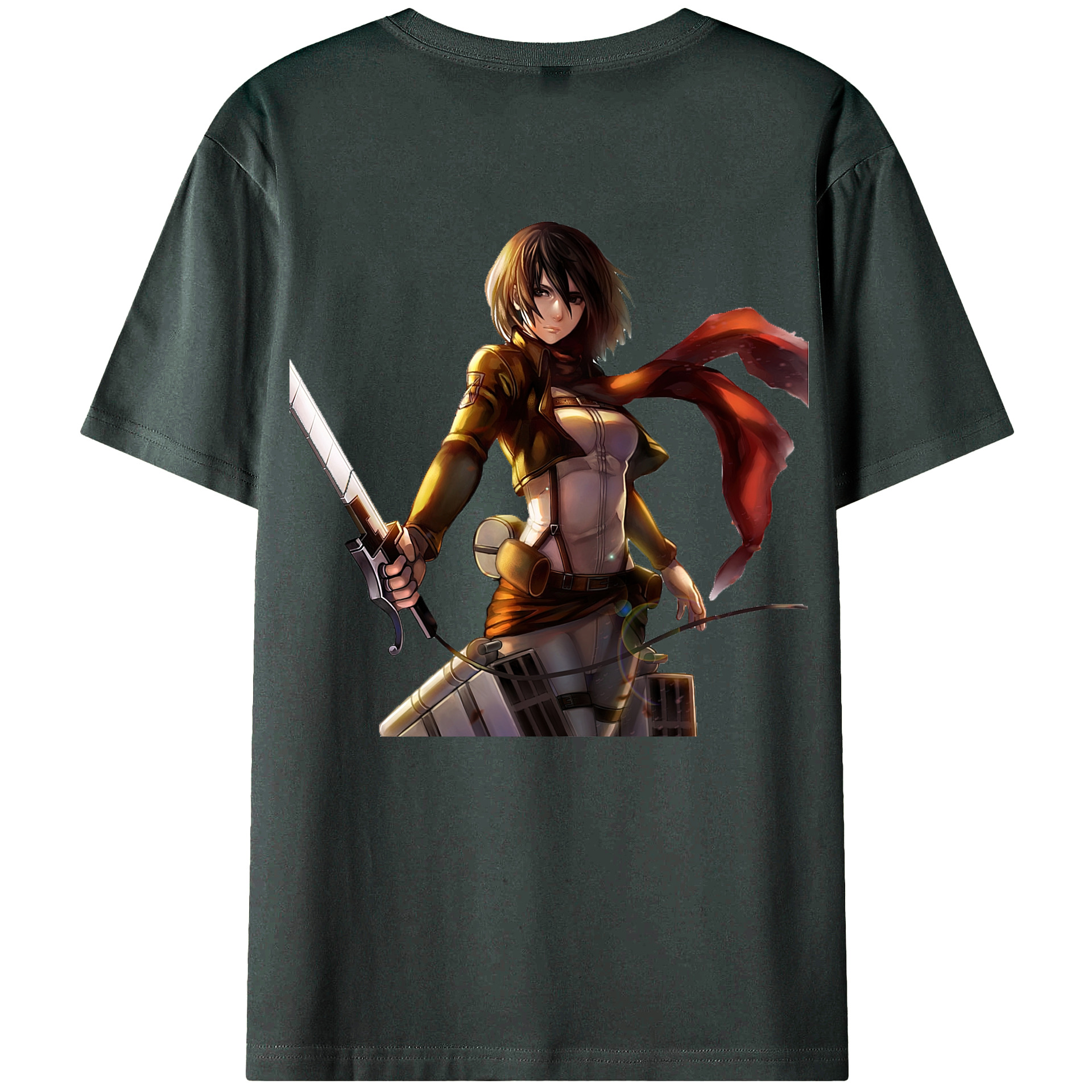 （画像用） 進撃の巨人 ミカサ·アッカーマン Attack on Titan Mikasa Ackerman 綿100％ メンズ半袖Tシャツ（バックプリント） 通気性